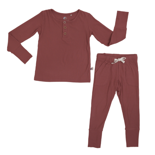 Dusk Red Ribbed PJ Set - www.Shopthatapp.com