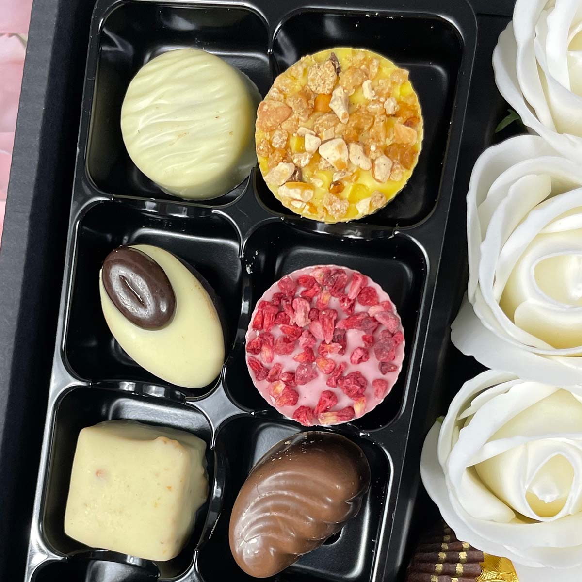 Ferrero Rocher Ultimate Gift Hamper With Ivory Roses-Food and beverage-www.Shopthatapp.com-HamperWell