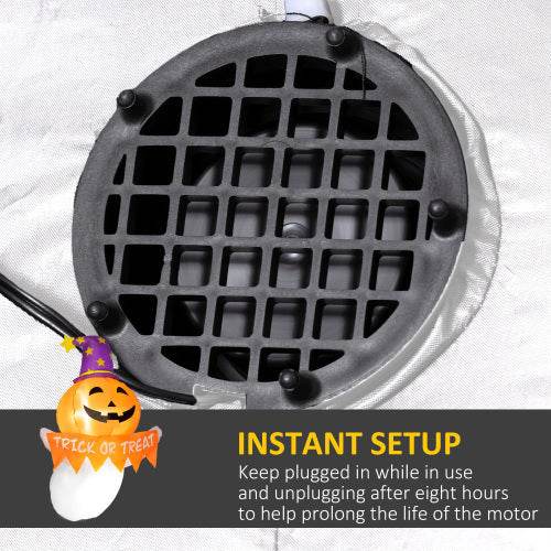 Outsunny 3.4ft Halloween Inflatables Window Sticker Ghost With Orange Face, Blow Up Halloween Decorations Outdoor LED Yard Display, Waterproof - www.Shopthatapp.com