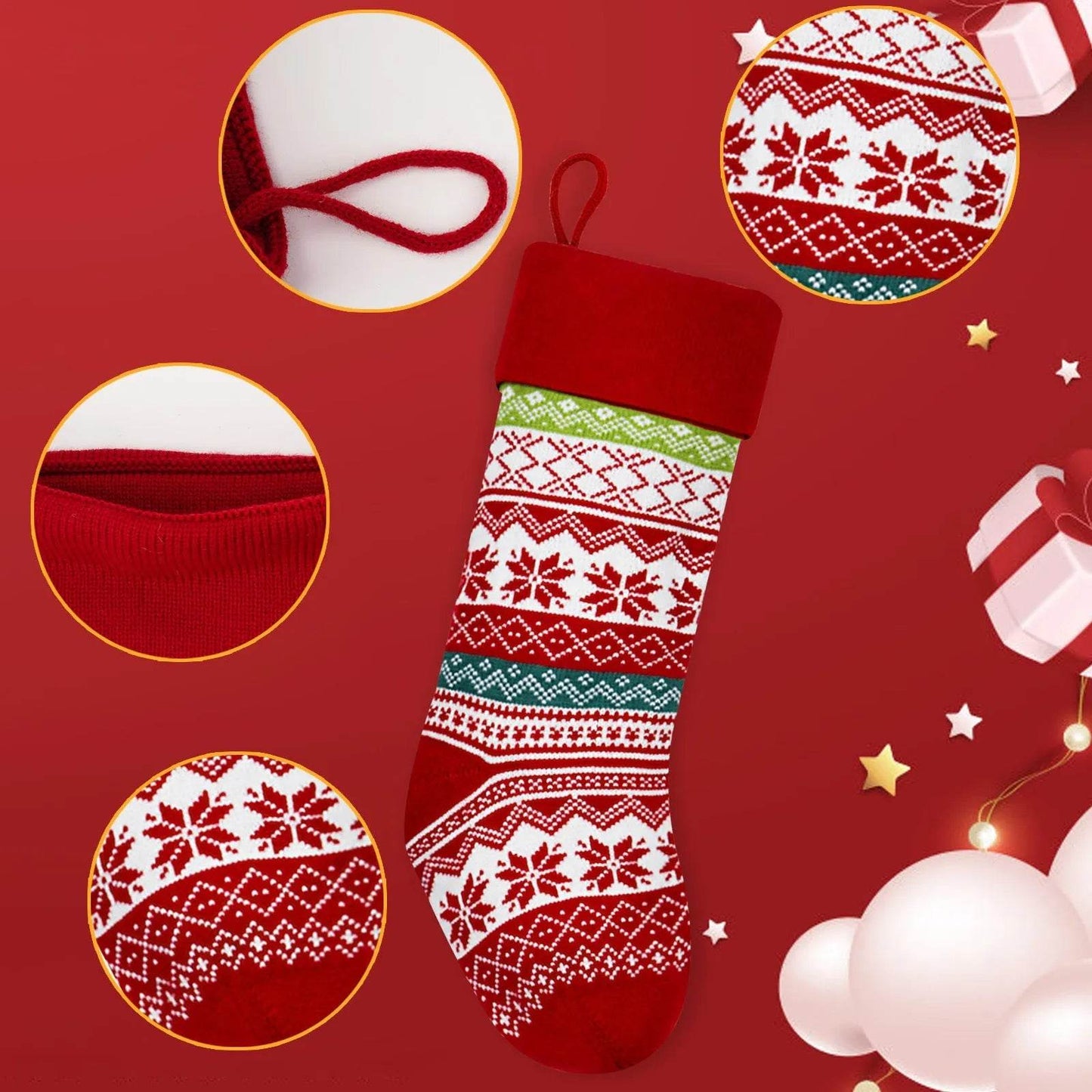 Christmas Stockings Candy Knitted Bag Wool - www.Shopthatapp.com