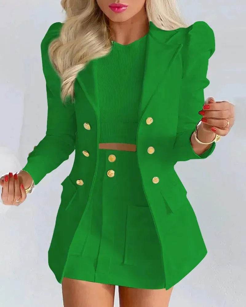 Women Slim fitted Formal Fashion Short Skirt suit co ord skirt set for women - www.Shopthatapp.com