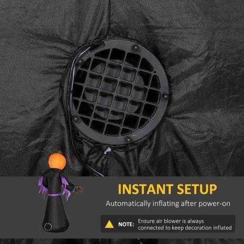HOMCOM 7 Halloween Inflatable Outdoor Decoration Reaper Ghost Pumpkin, Blow Up LED Yard Decor For Garden, Lawn, Party, Holiday, Waterproo - www.Shopthatapp.com