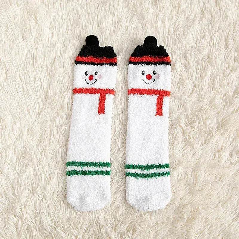 Child Christmas Socks Winter No-shedding Cute Elk Elk Santa Claus Snowman Sleeping Floor Coral Fleece Socks - www.Shopthatapp.com