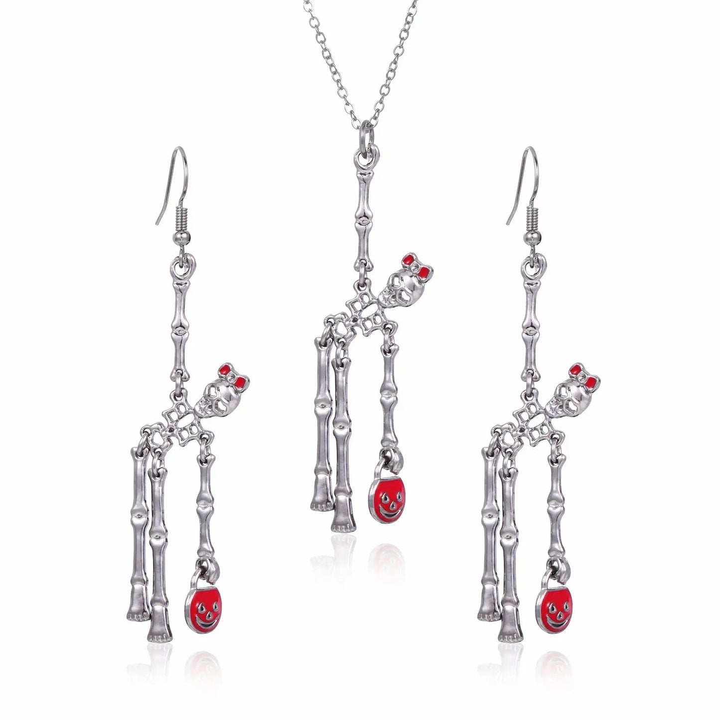 3pcs Halloween Skeleton Earrings And Necklace Set Creative Retro Personality Jewelry Accessories - www.Shopthatapp.com