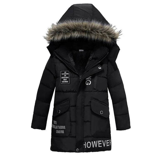 Winter Children's Trendy Cotton-padded Jacket Mid-length Letter Cotton-padded Coat - www.Shopthatapp.com