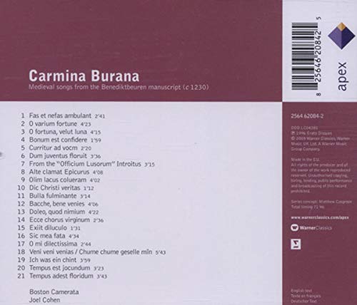 Boston Camerata / Carmina Burana- CD (used) - www.Shopthatapp.com
