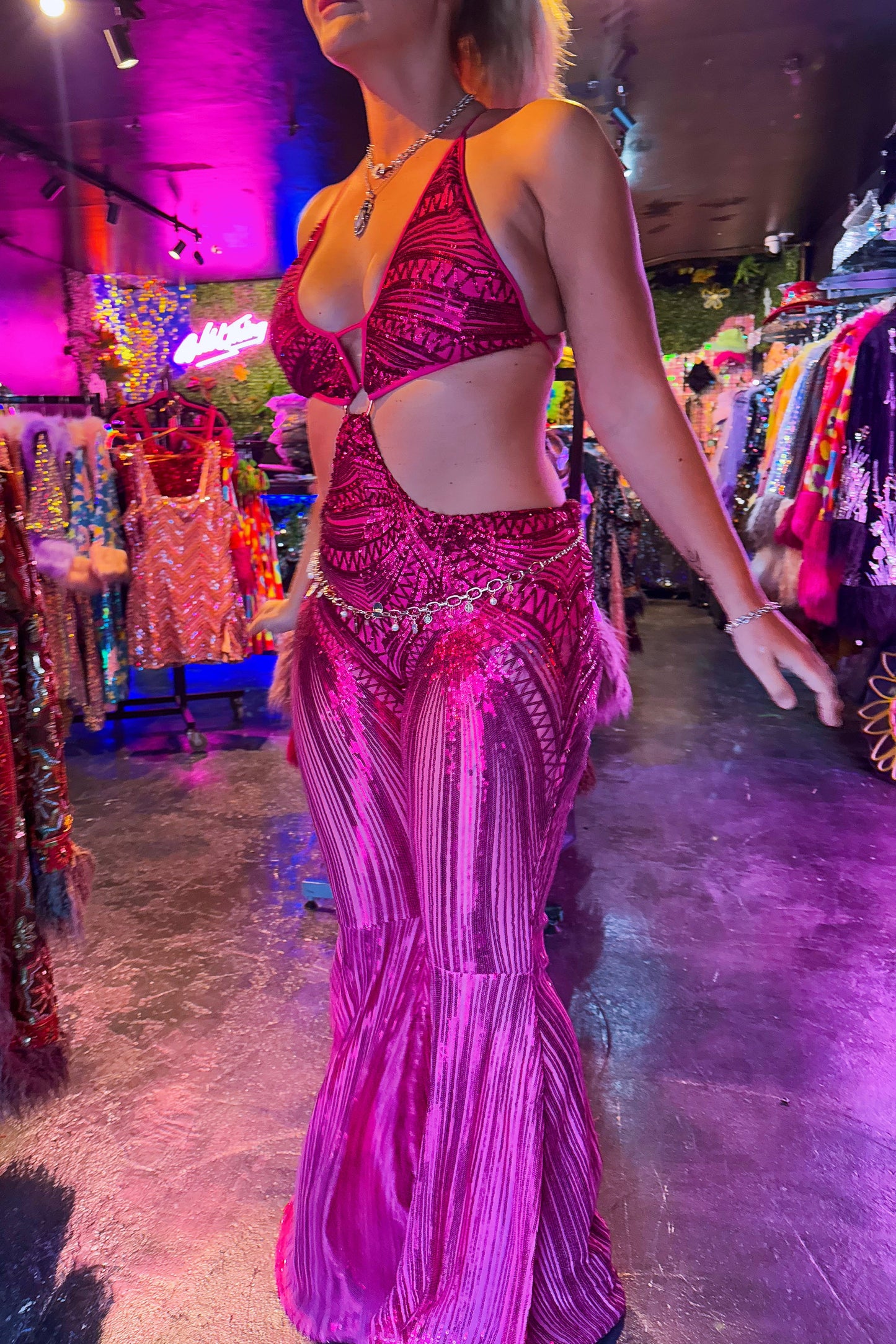 The Pink Sabrina Sequin Catsuit - www.Shopthatapp.com