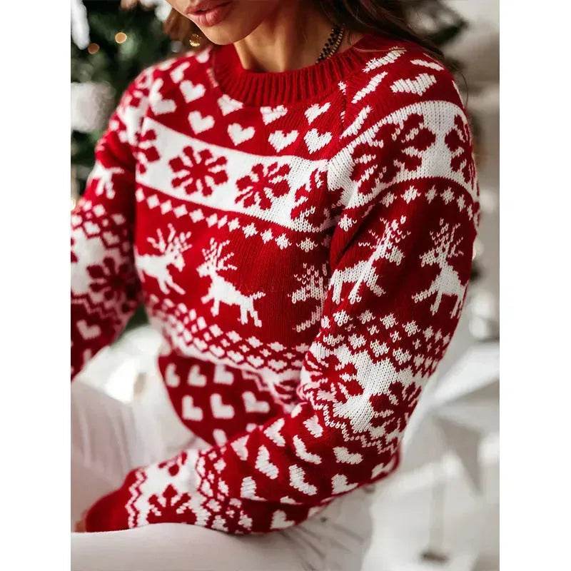 Christmas Elk Long Sleeve Knitted Sweater - www.Shopthatapp.com
