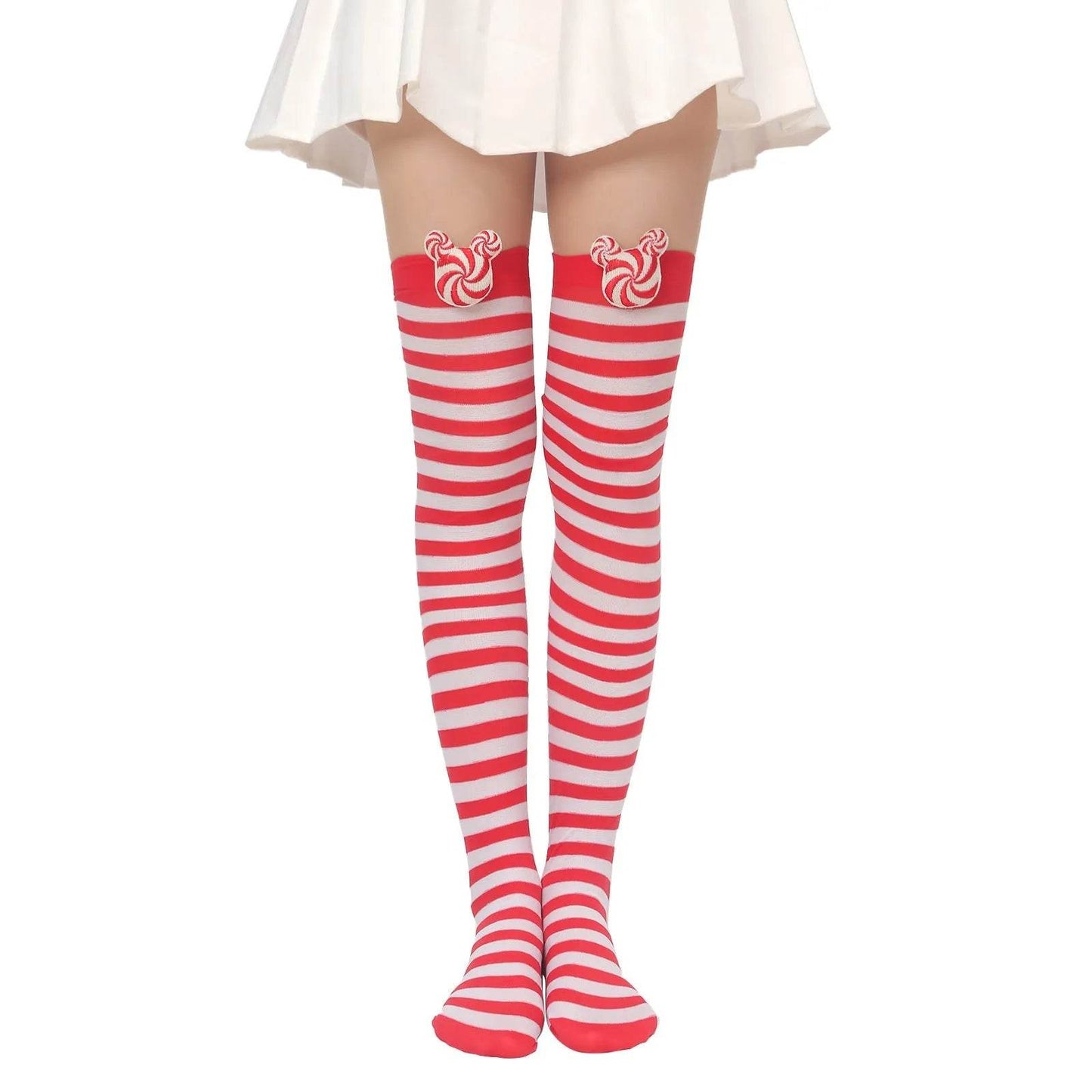 Christmas Plush Doll Knee Socks Bow Stockings - www.Shopthatapp.com