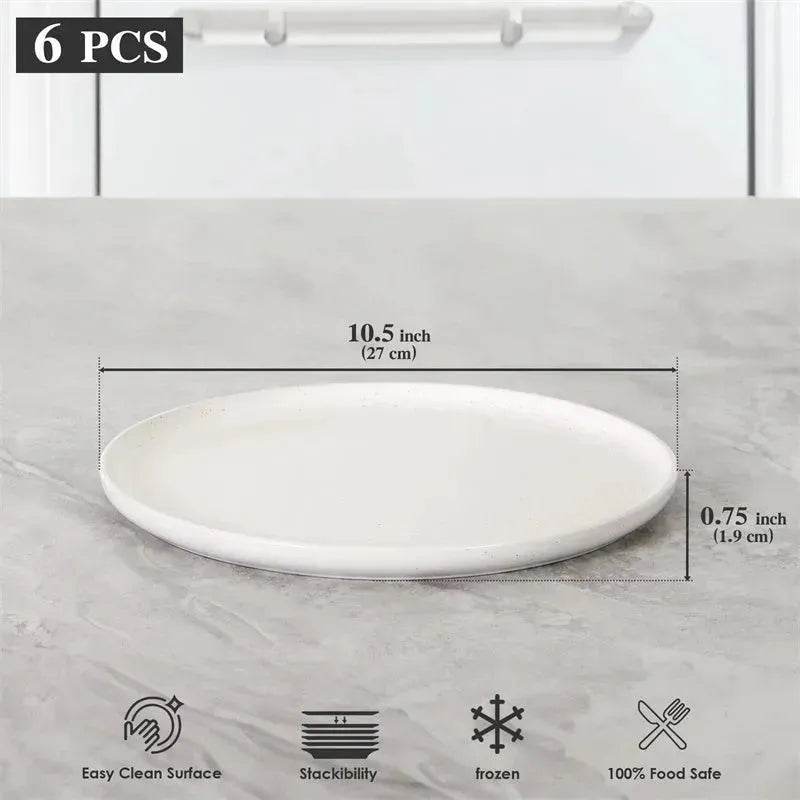 6PCS Flat Ceramic Steak Plate Salad Plates - www.Shopthatapp.com