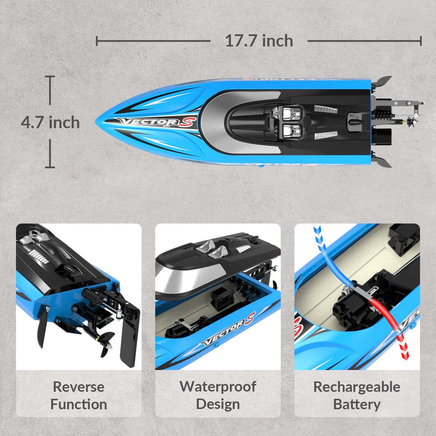 VectorS 30MPH Brushless RC Boat: Self-Righting, Fast Racing for Lakes - www.Shopthatapp.com