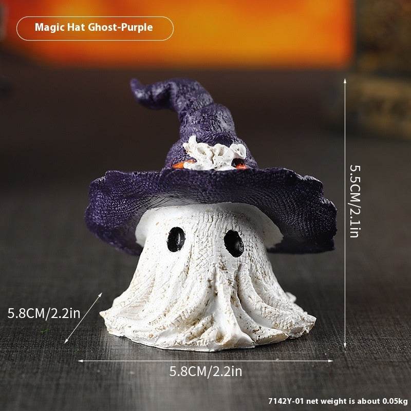 Resin Decoration Halloween Wizard Hat Ghost Ornaments - www.Shopthatapp.com