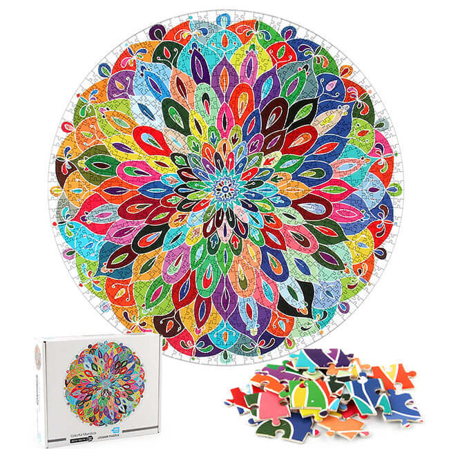 Puzzle rond en plumes de paon, 1 000 pièces | KidsToyLover