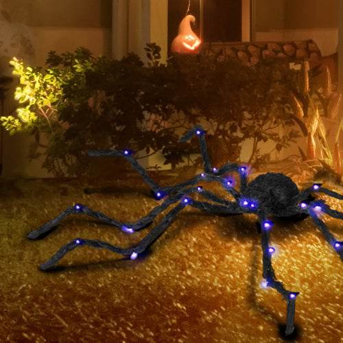 HOMCOM 3.25 Outdoor Halloween Decoration, Light-up Oversized Spider Halloween Prop With Light Up Bendable Legs - www.Shopthatapp.com