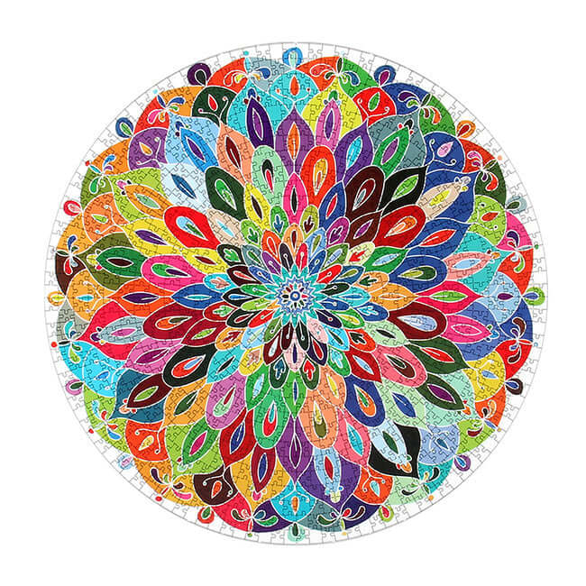 Puzzle rond en plumes de paon, 1 000 pièces | KidsToyLover