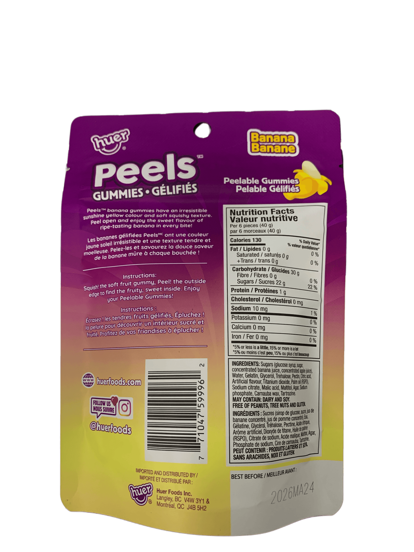 Huer Peel Gummies Banana 65G - Canadian Edition - www.Shopthatapp.com