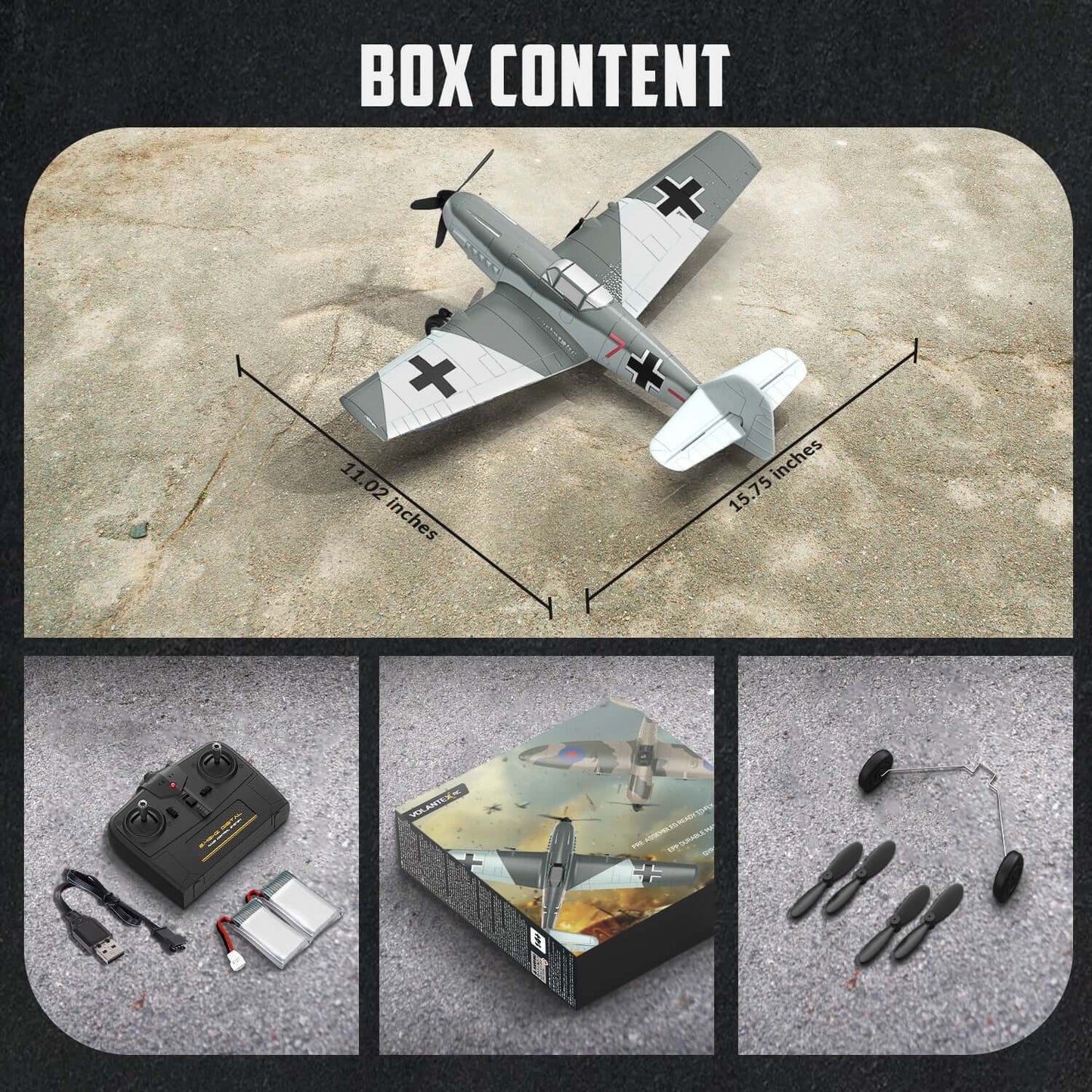 Volantex RC BF109 E 3CH RTF mit Gyro, EPP, Grau, Anfängerfreundlich