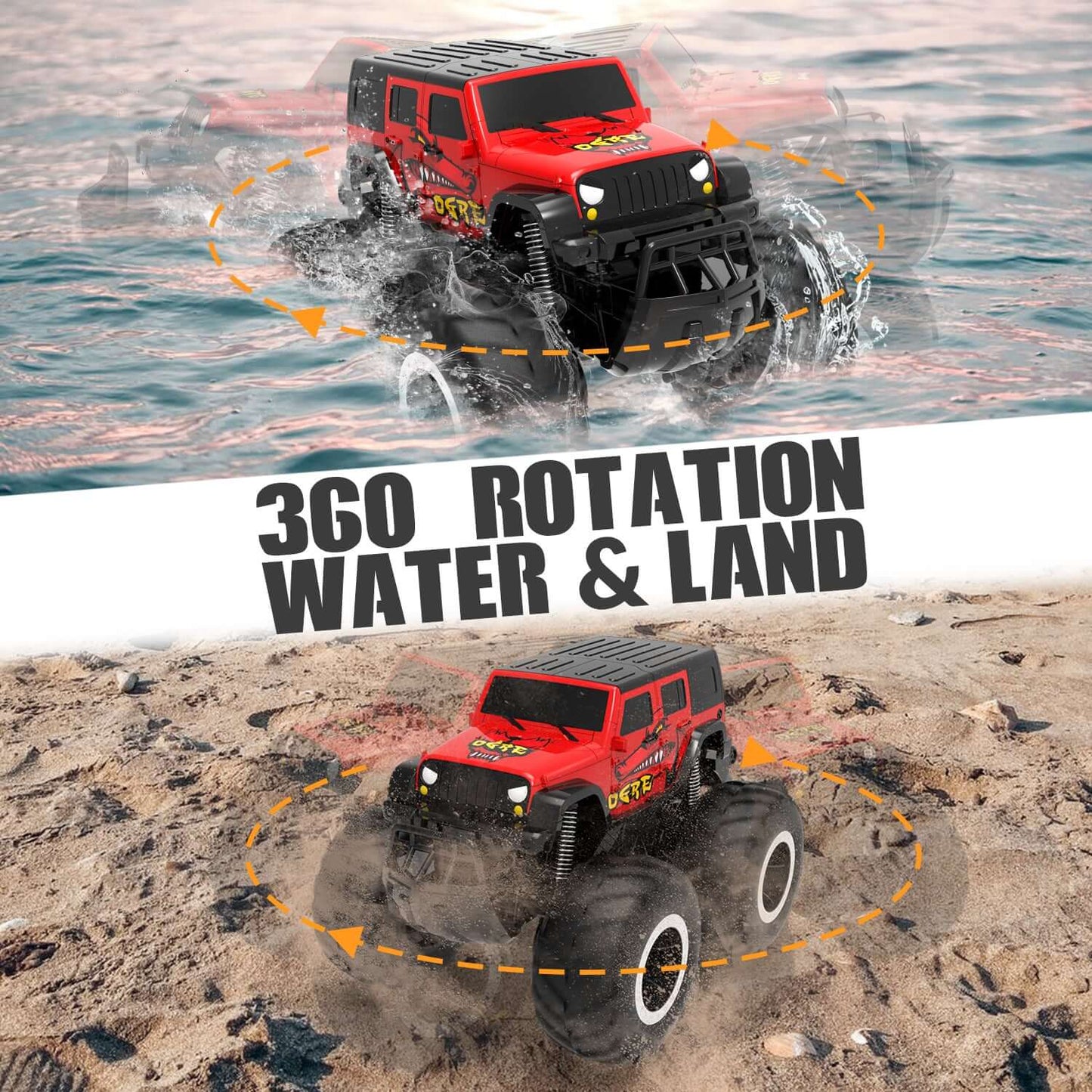 Monster Truck RC amphibie tout-terrain étanche pour enfants