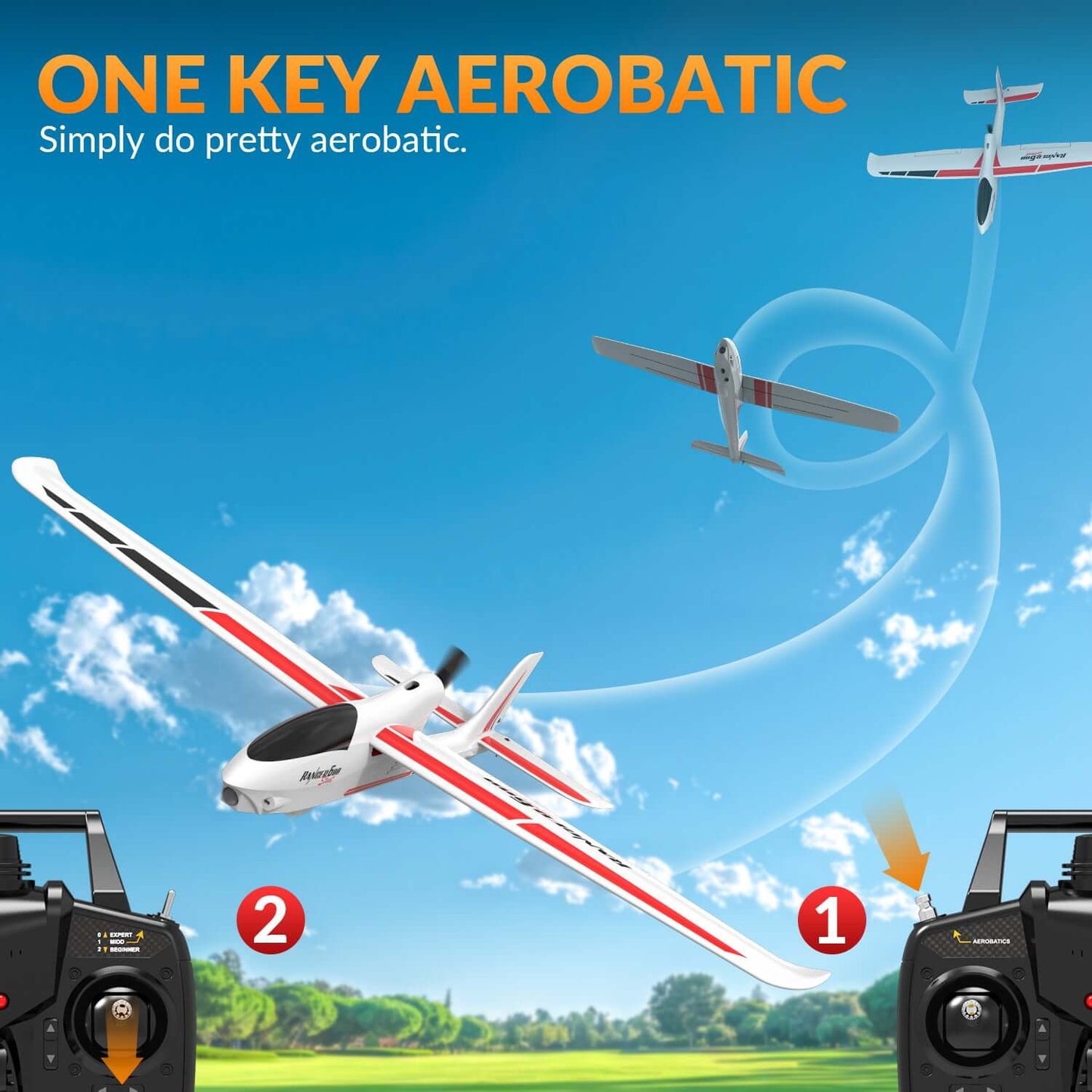 VolantexRC Ranger 600 V2 4CH RC-Flugzeug mit XPilot Gyro und One-Key-Kunstflug