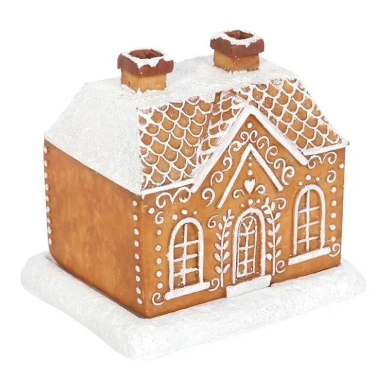 Christmas Snow Top Resin Ginger Cake Cottage Incense Burner - www.Shopthatapp.com
