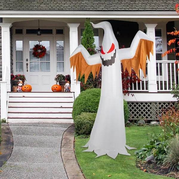 12ft 4pcs LED Lights Giant Scary Ghost Flames And Flashing Red Eyes Inflatable Halloween Decoration - www.Shopthatapp.com
