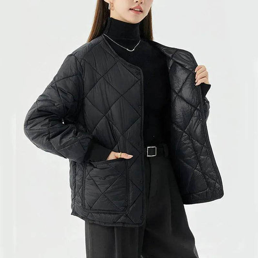 Quilted Padded Coat Winter Jacket With Pockets Lightweight Outerwear For Women's Clothing - www.Shopthatapp.com
