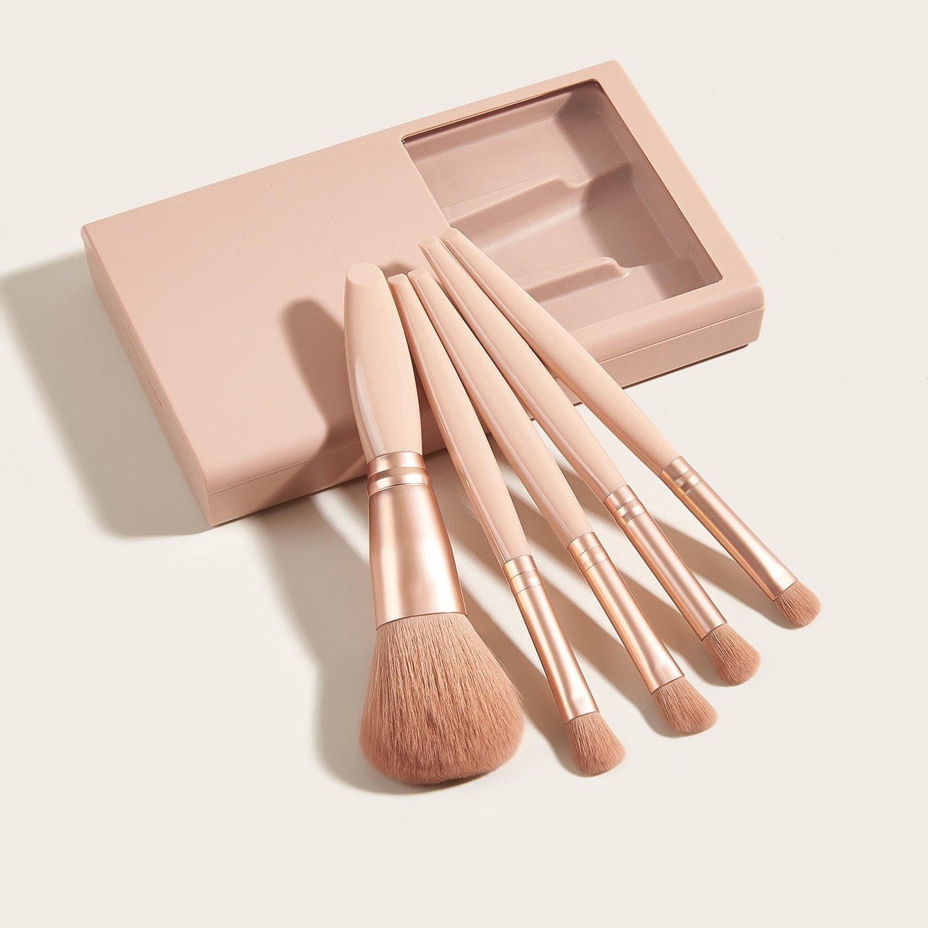 5 PCs Makeup Brushes With Mirror Travel Set - www.Shopthatapp.com