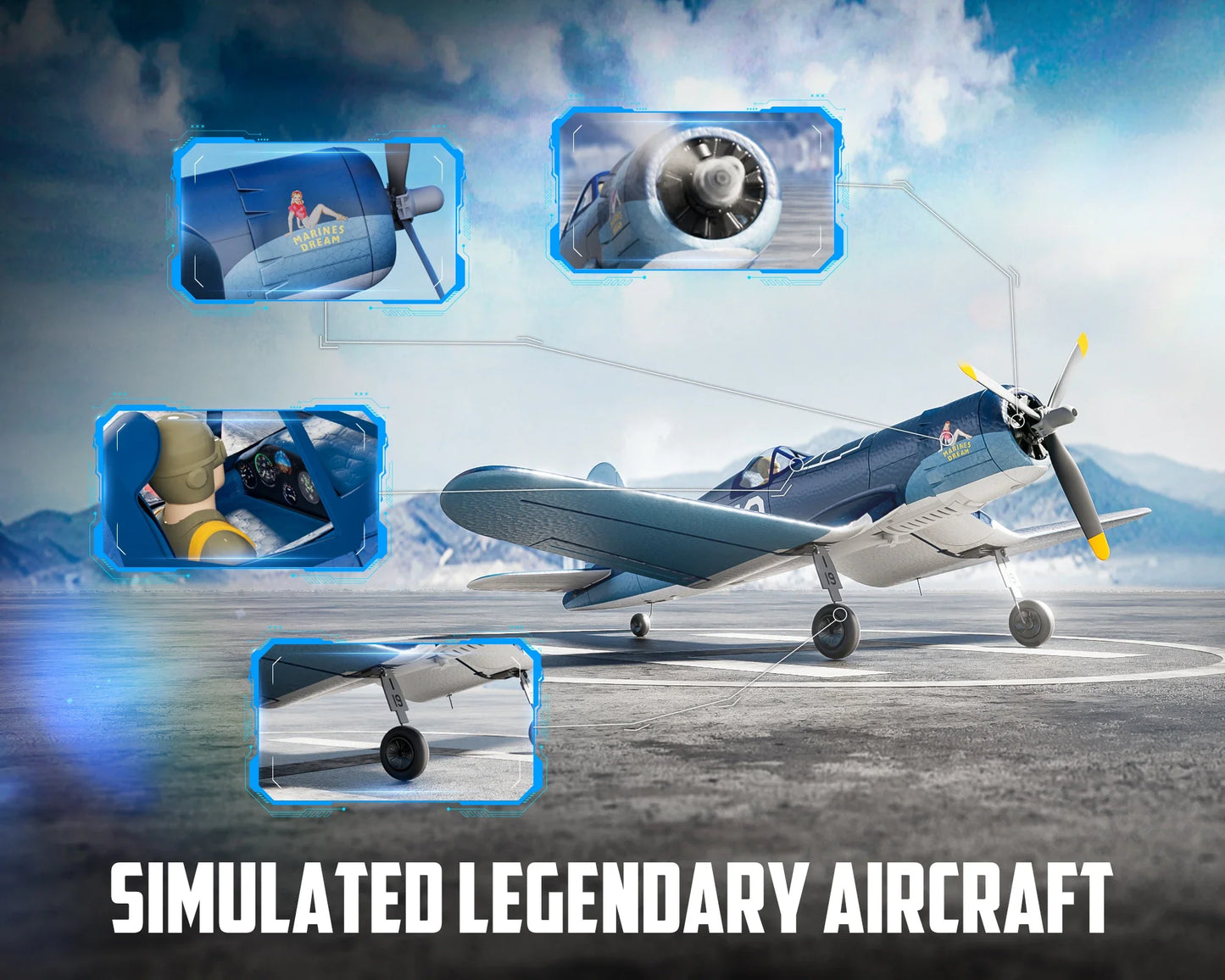 Volantex F4U Corsair 500 mm bürstenloses Warbird-RC-Flugzeug, RTF, 2S/3S-Stromversorgung