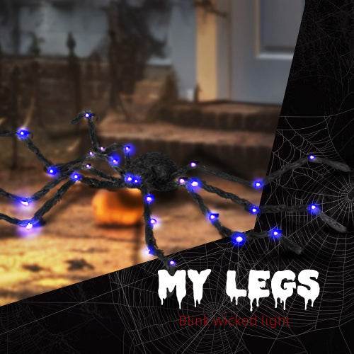 HOMCOM 3.25 Outdoor Halloween Decoration, Light-up Oversized Spider Halloween Prop With Light Up Bendable Legs - www.Shopthatapp.com