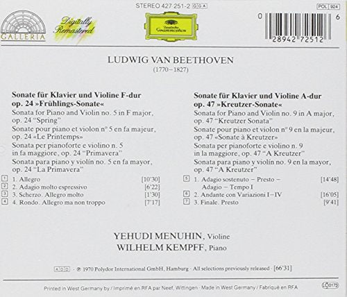 Beethoven: Violin Sonatas (Spring & Kreutzer ) - www.Shopthatapp.com