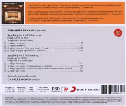 Brahms: Symphonies No. 4 In E Minor, Op. 98 & No. 2 In D Major, Op. 73 - www.Shopthatapp.com