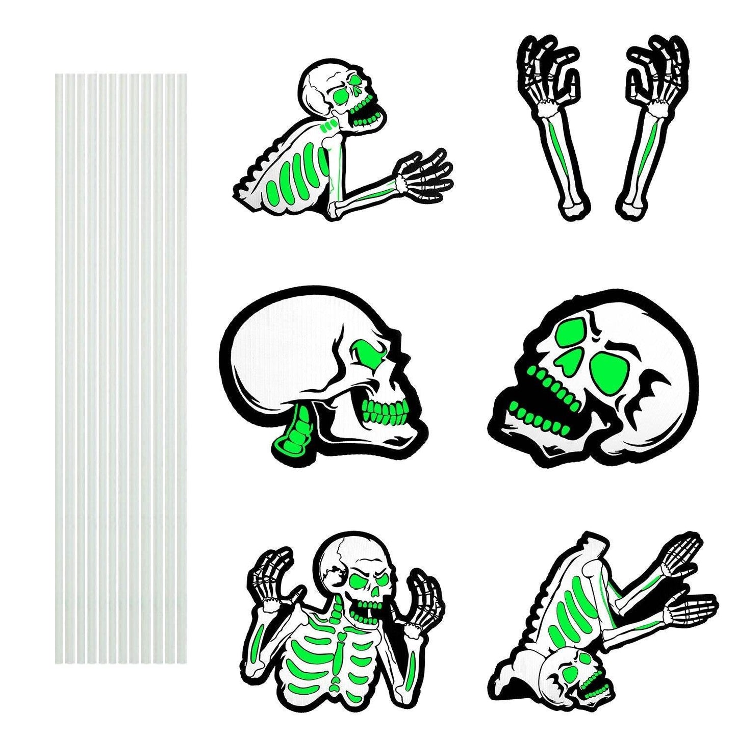 6Pcs Skull Or 6Pcs Tomb Or 5Pcs Black Cat Halloween Yard Sign Decorations Glow In The Dark For Haunted House Garden Yard And Scary Theme Party - www.Shopthatapp.com