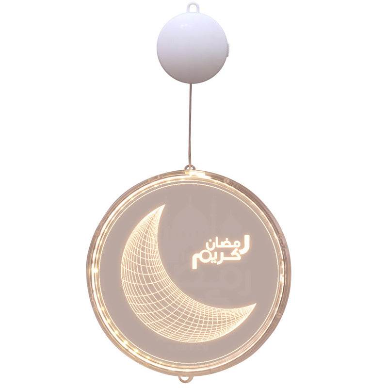Acrylic Moon Castle Eid Al Fitr Ramadan Hanging Lamp Battery - www.Shopthatapp.com