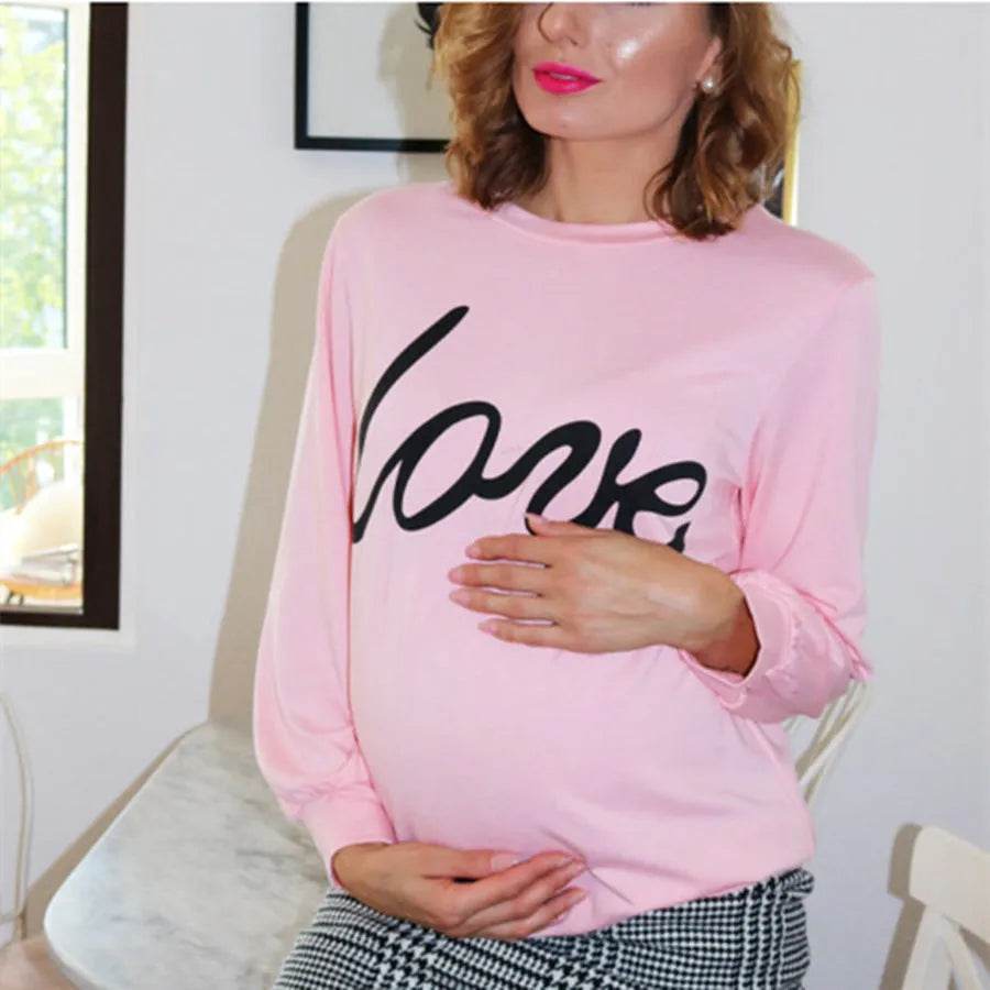 Women Maternity Sweatshirt Love Printed Parent-child Sweatshirt - www.Shopthatapp.com