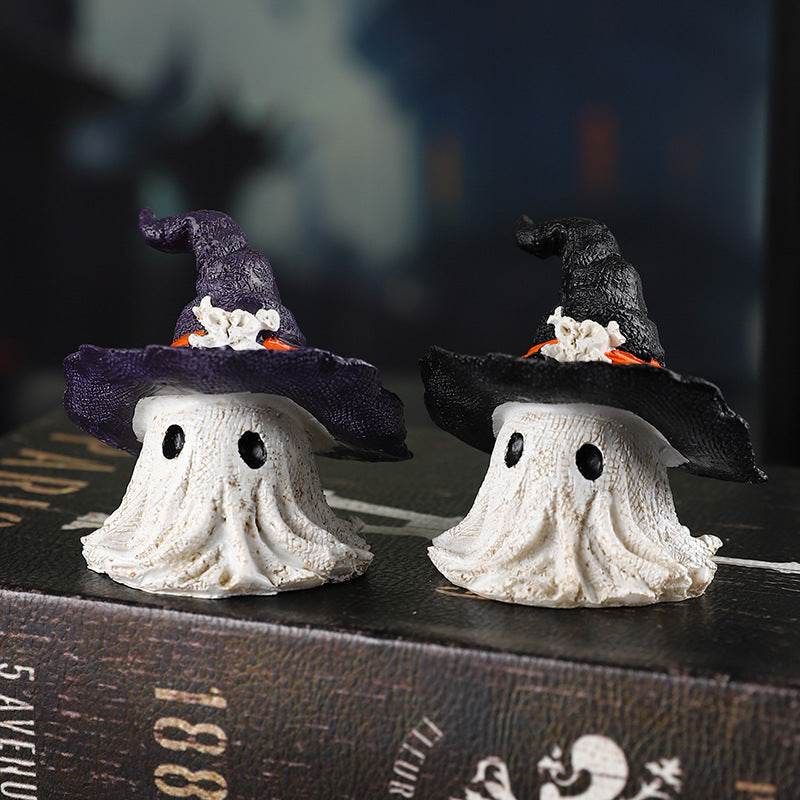 Resin Decoration Halloween Wizard Hat Ghost Ornaments - www.Shopthatapp.com
