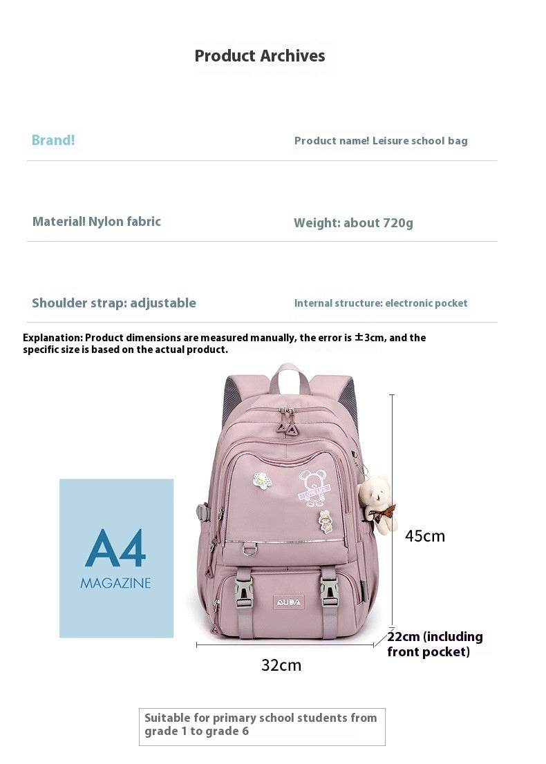 Large Capacity Lightweight Spine-protective Girls Backpack - www.Shopthatapp.com