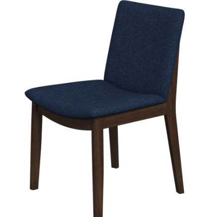 Laura Blue Linen Solid Wood Dining Chair Set Of 2 Mid-Century Modern Style - www.Shopthatapp.com