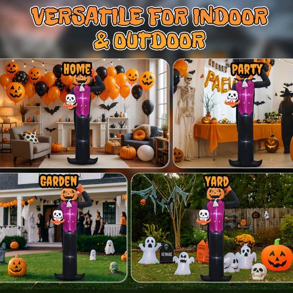 12ft Caped Pumpkin Man, Halloween Inflatable Decoration 12V - www.Shopthatapp.com