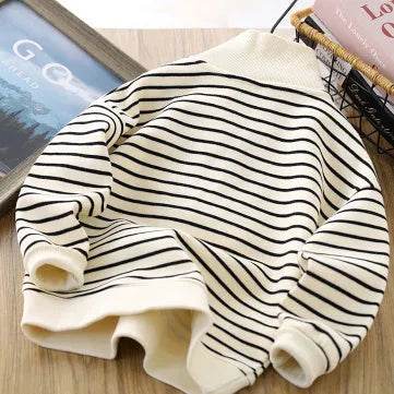 Children Casual Polo Collar Fashion Stripe Sweatshirt Tops Kids - www.Shopthatapp.com