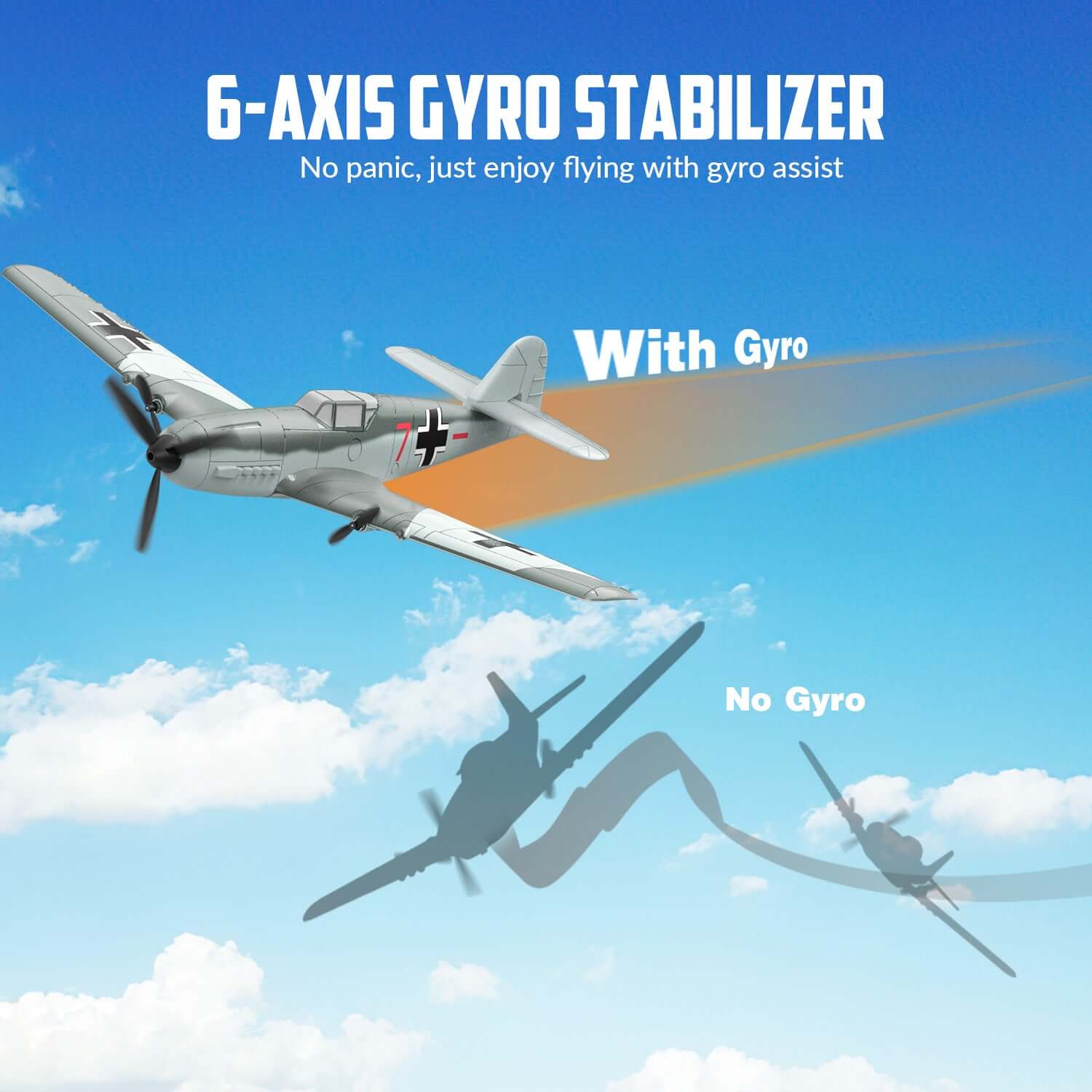 Volantex RC BF109 E 3CH RTF w/ Gyro, EPP, Grey, Beginner-Friendly - www.Shopthatapp.com