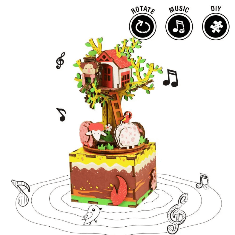 Puzzle en bois 3D « Robotime » : Cabane dans les arbres | KidsToyLover