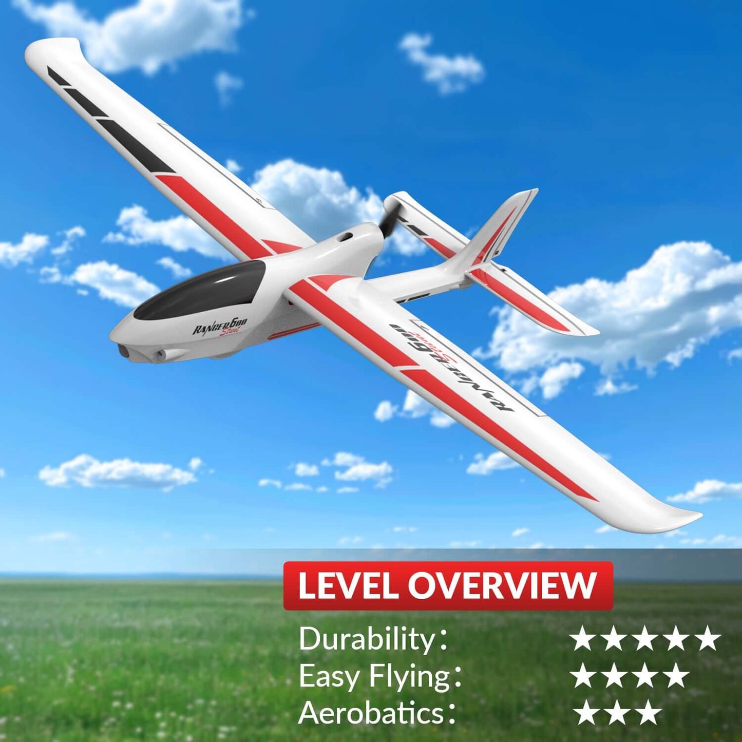 VolantexRC Ranger 600 V2 4CH RC-Flugzeug mit XPilot Gyro und One-Key-Kunstflug