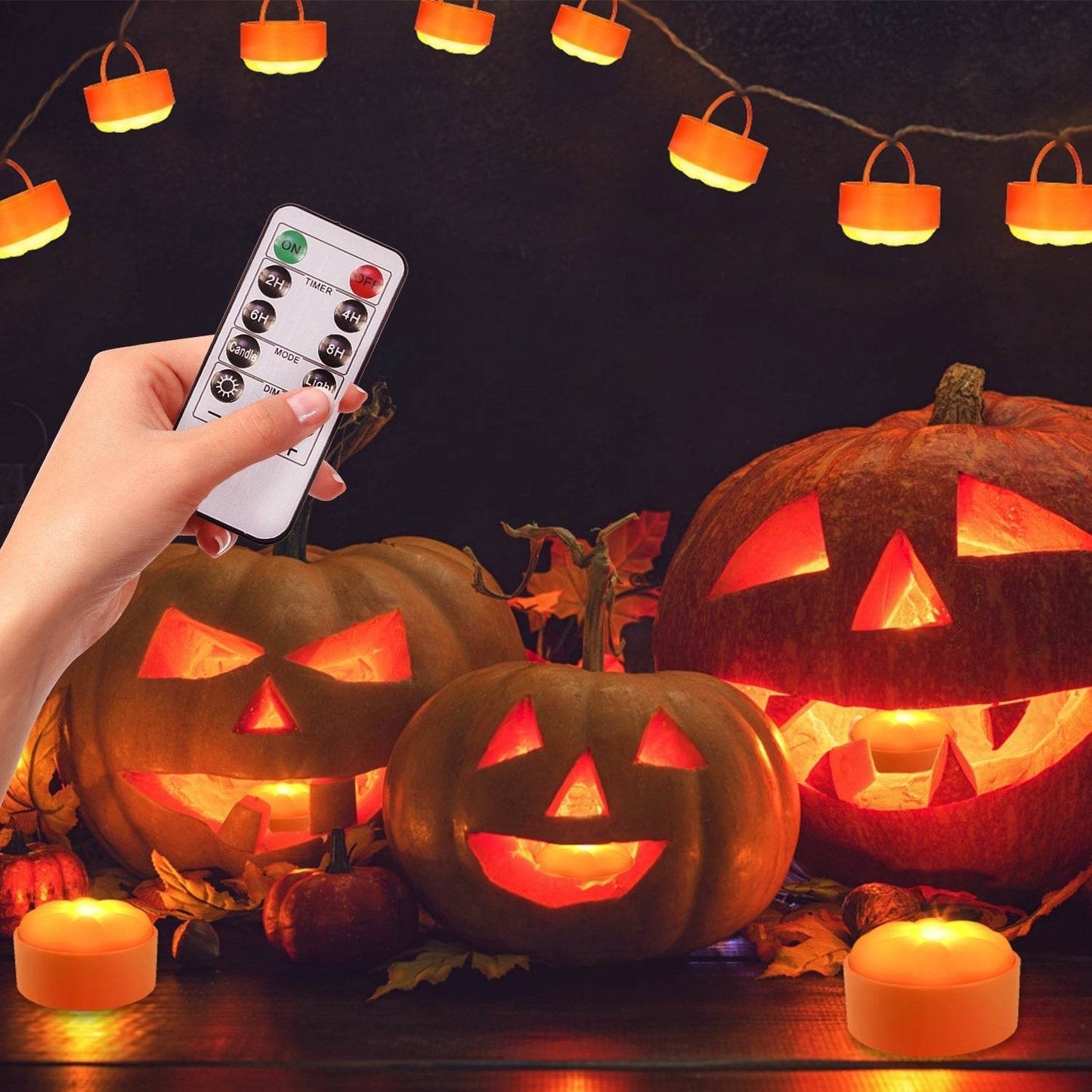 4 Pack Halloween LED Pumpkin Lights Battery Operated Halloween Decoration Lights With 2 Light Modes 4 Timer Setting Remorte Control For Party Pumpkin Decor - www.Shopthatapp.com