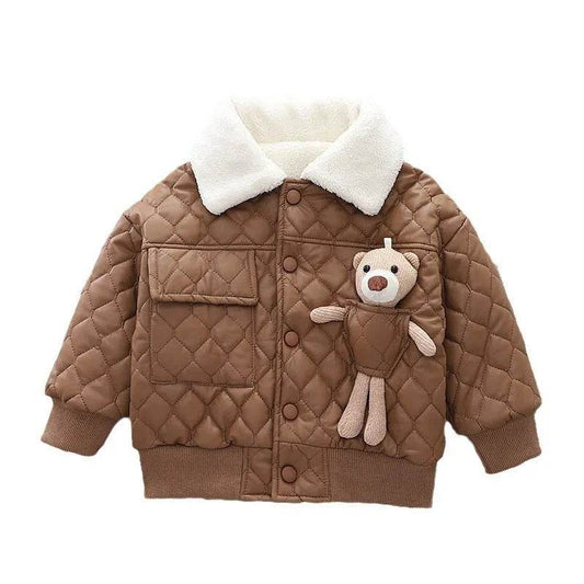 Boys' Thick Leather Coat Lapel Long-sleeved Jacket - www.Shopthatapp.com