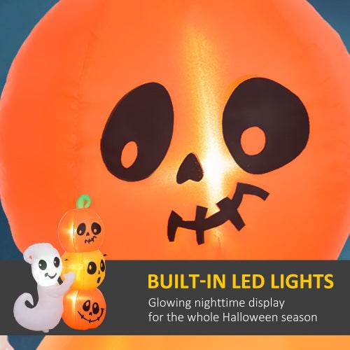 HOMCOM 5ft Inflatable Halloween Decoration Ghost And Pumpkin, Blow Up Outdoor LED Yard Display, Waterproof - www.Shopthatapp.com