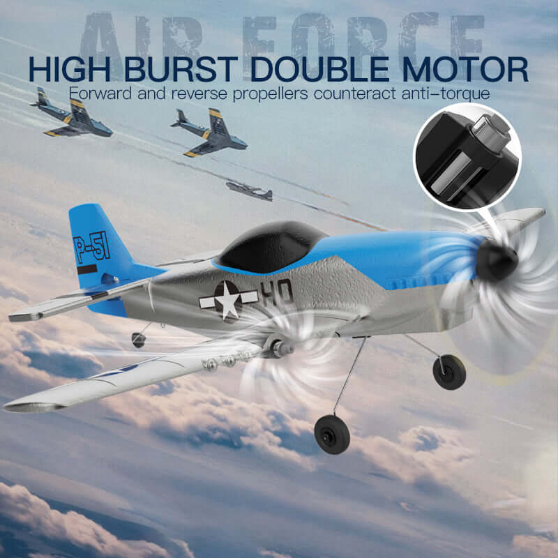 Z63 AIR FORCE 3CH RC-Flugzeug mit Gyro, Doppelmotoren und 2 Batterien für Anfänger