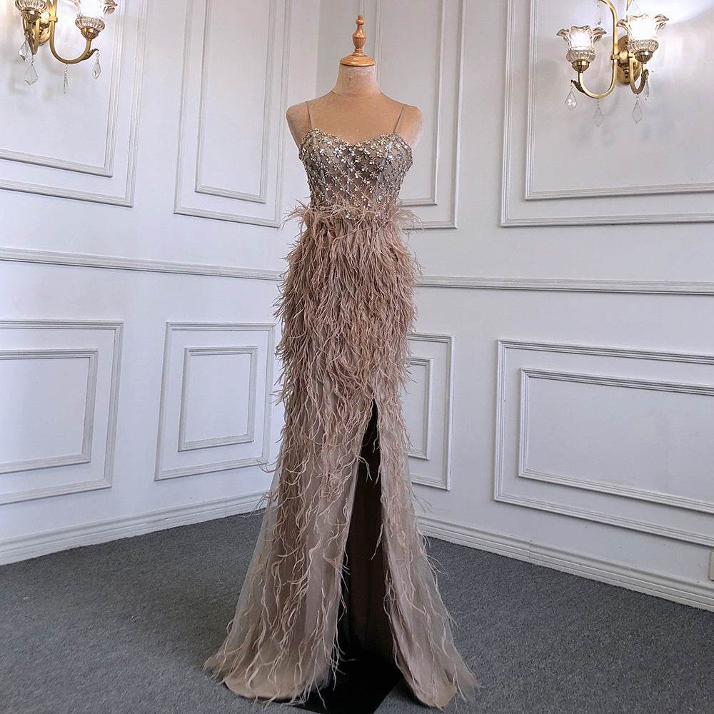 Suspender formal dress Tassel Slim-fit Party Banquet Engagement Dress - www.Shopthatapp.com