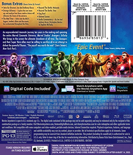 Avengers / Infinity War - Blu-Ray/DVD (Used) - www.Shopthatapp.com