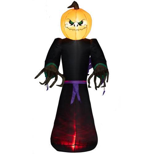 HOMCOM 7 Halloween Inflatable Outdoor Decoration Reaper Ghost Pumpkin, Blow Up LED Yard Decor For Garden, Lawn, Party, Holiday, Waterproo - www.Shopthatapp.com