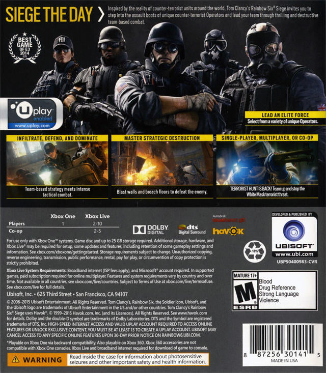Tom Clancy's Rainbow Six Siege (usagé) - www.Shopthatapp.com